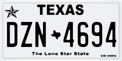 TX license plate DZN4694