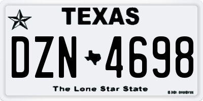 TX license plate DZN4698