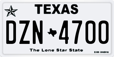 TX license plate DZN4700