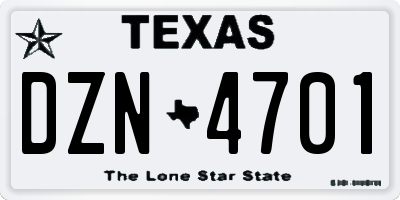 TX license plate DZN4701