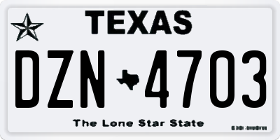 TX license plate DZN4703