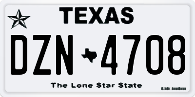 TX license plate DZN4708