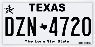 TX license plate DZN4720