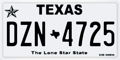 TX license plate DZN4725