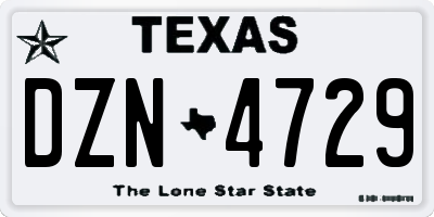 TX license plate DZN4729