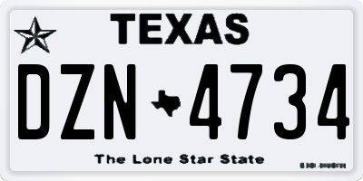 TX license plate DZN4734