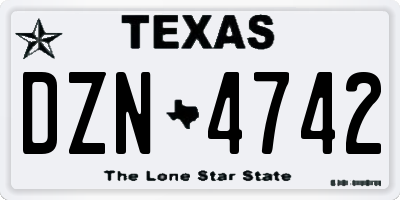 TX license plate DZN4742