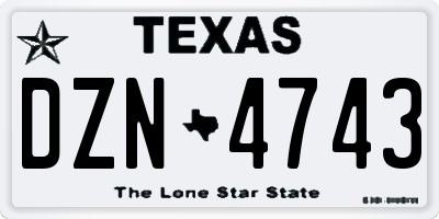 TX license plate DZN4743
