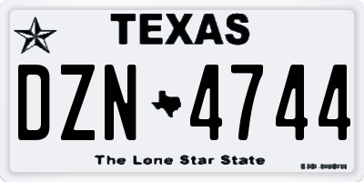 TX license plate DZN4744