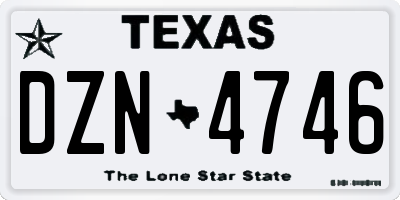 TX license plate DZN4746