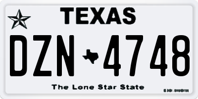 TX license plate DZN4748