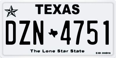 TX license plate DZN4751