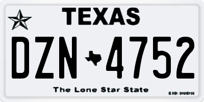 TX license plate DZN4752