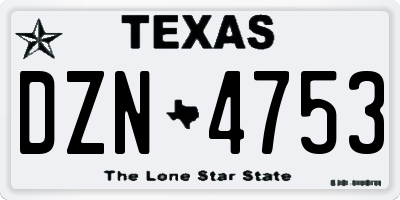 TX license plate DZN4753