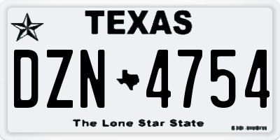 TX license plate DZN4754