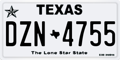 TX license plate DZN4755