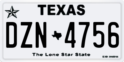 TX license plate DZN4756