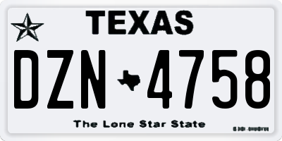 TX license plate DZN4758