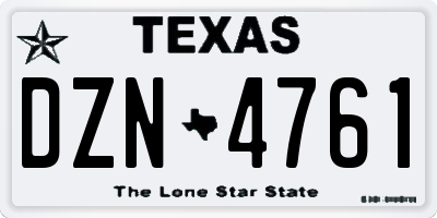TX license plate DZN4761