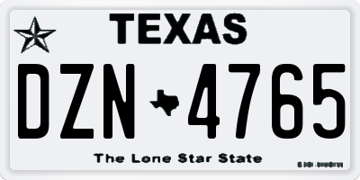 TX license plate DZN4765