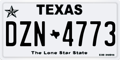 TX license plate DZN4773