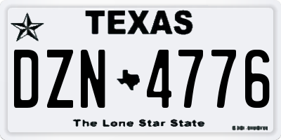 TX license plate DZN4776