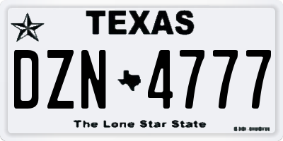 TX license plate DZN4777