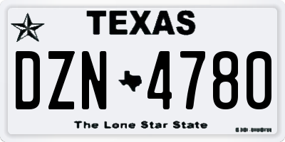 TX license plate DZN4780