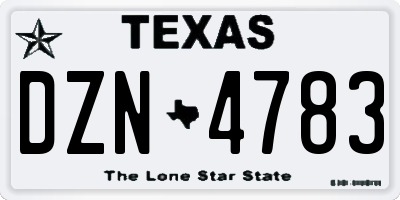 TX license plate DZN4783