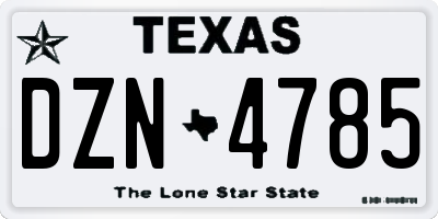TX license plate DZN4785