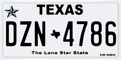 TX license plate DZN4786