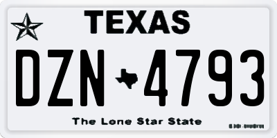 TX license plate DZN4793