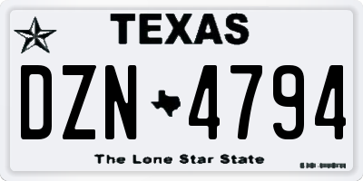 TX license plate DZN4794