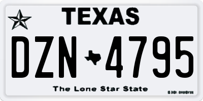 TX license plate DZN4795