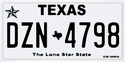 TX license plate DZN4798