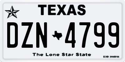 TX license plate DZN4799