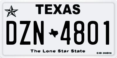 TX license plate DZN4801