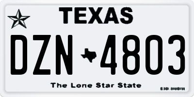 TX license plate DZN4803