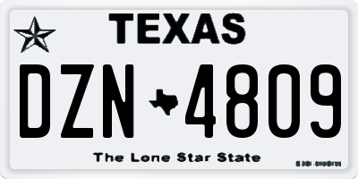 TX license plate DZN4809