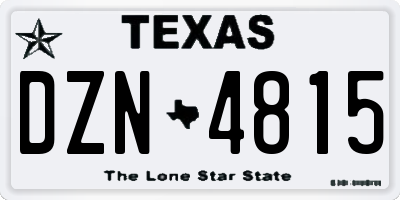 TX license plate DZN4815