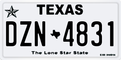 TX license plate DZN4831