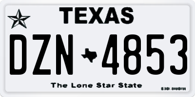 TX license plate DZN4853