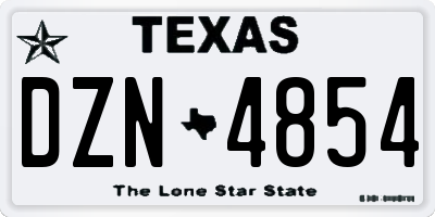 TX license plate DZN4854