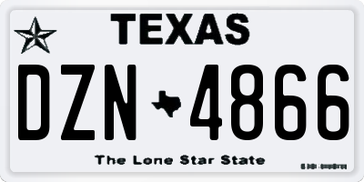 TX license plate DZN4866