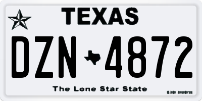 TX license plate DZN4872
