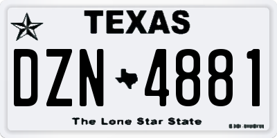 TX license plate DZN4881