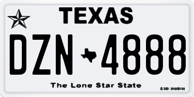 TX license plate DZN4888