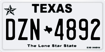 TX license plate DZN4892