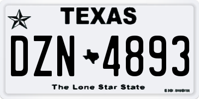 TX license plate DZN4893
