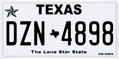 TX license plate DZN4898